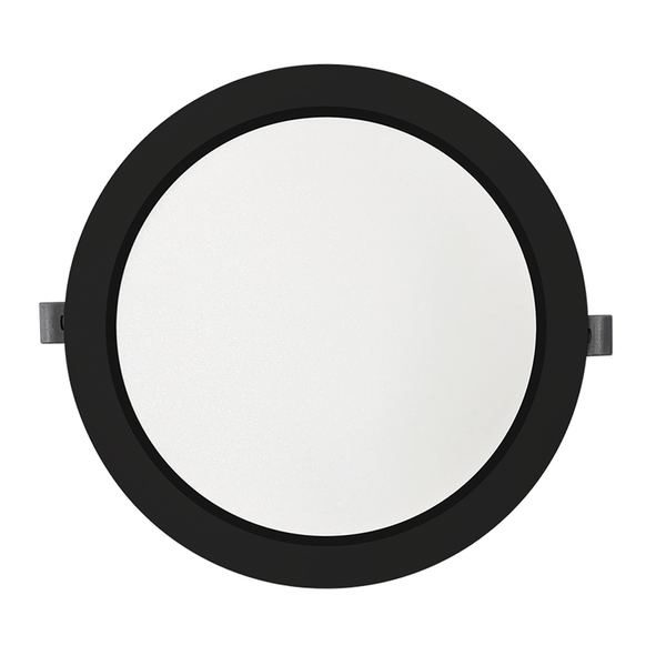 Runde Einbauleuchte mit schwarzem Rahmen