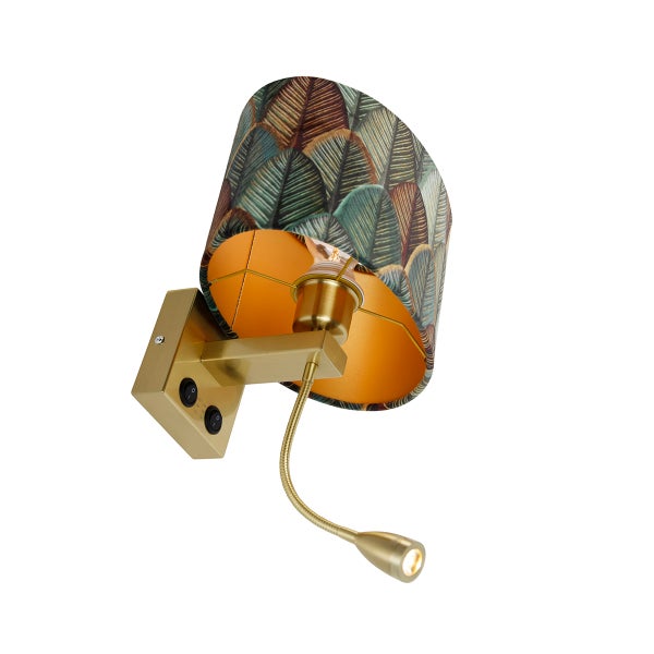 Wandleuchte mit Blättermuster Schirm und Lesearm