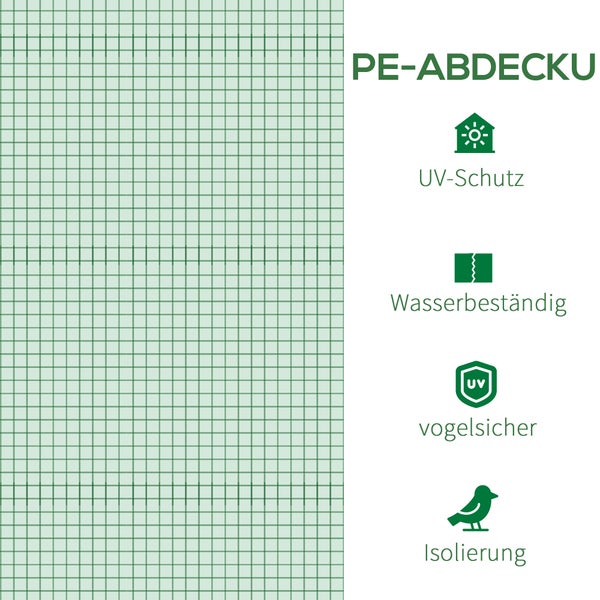 Outsunny Ersatzfolie Ersatzabdeckung 300 x 300 x 200 cm mit Fronttür, 6 Fenster reißfest Gewächshausfolie, Gartenfolie für Gewächshaus, Treibhaus, Frühbeet, Grün