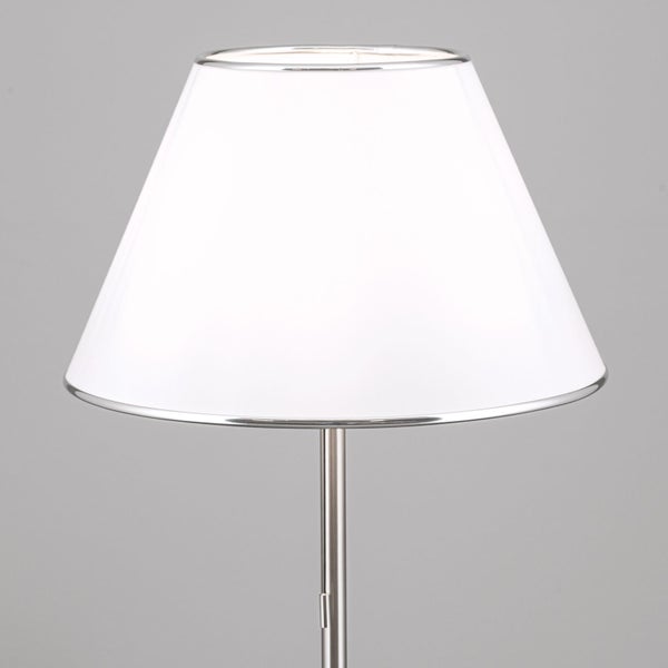 Lampenschirm 40cm Textilschirm Weiß Stehlampe konischer Stoffschirm E27 mit Metallrand Chrom