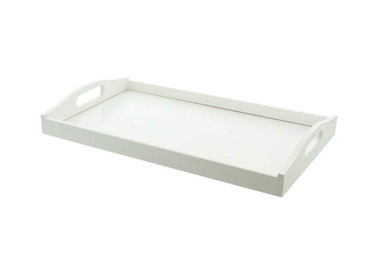 FRANK FLECHTWAREN | Tablett Simply White, HOLZ, 30 x 50 x 6 cm