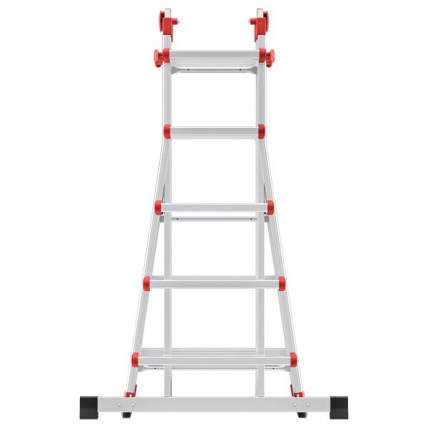 Mehrzweckleiter aus Aluminium mit roten Elementen