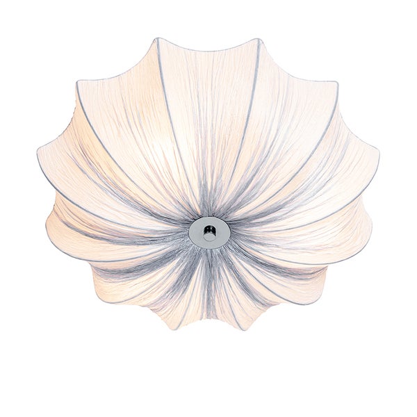 Deckenleuchte mit sternförmigem Stoffschirm in Plissee-Optik.