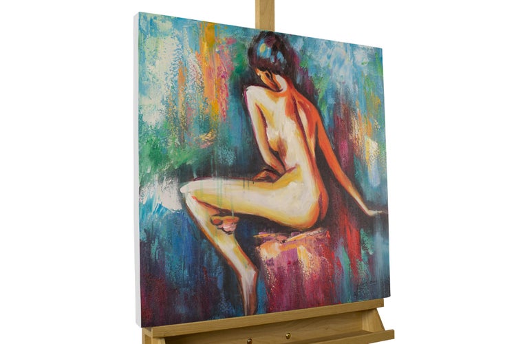 Handgemaltes Gemälde Acrylfarbe 60x60cm Gelb