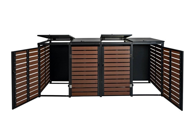 Mülltonnenbox für drei Mülltonnen mit Türen und Deckel