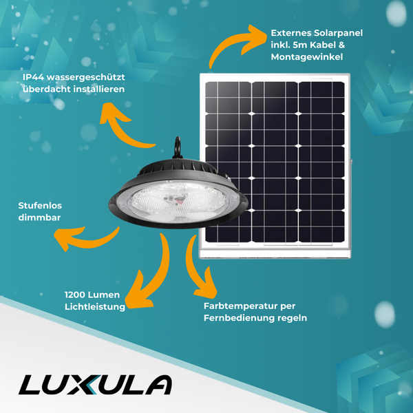 Luxula LED Lampe mit Solarmodul und 5 Meter Kabel