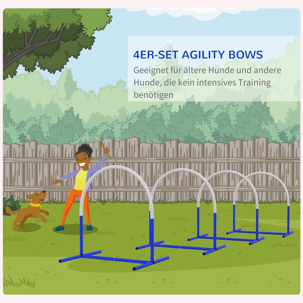 PawHut Hund Agility Set, 88L x 64B x 95H cm, PE, ABS, Blau+Weiß