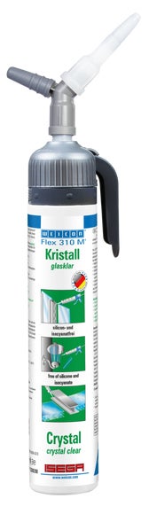 WEICON Flex 310 M® Kristall|elastischer Klebstoff auf MS-Polymer-Basis im Presspack für ermüdungsfreies Arbeiten|200 ml|transparent