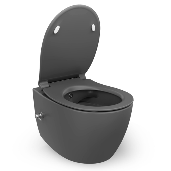 Isvea WC Toilet Badezimmer Wand-WC mit Dusch-WC Anthrazit mit Softclose-Sitz