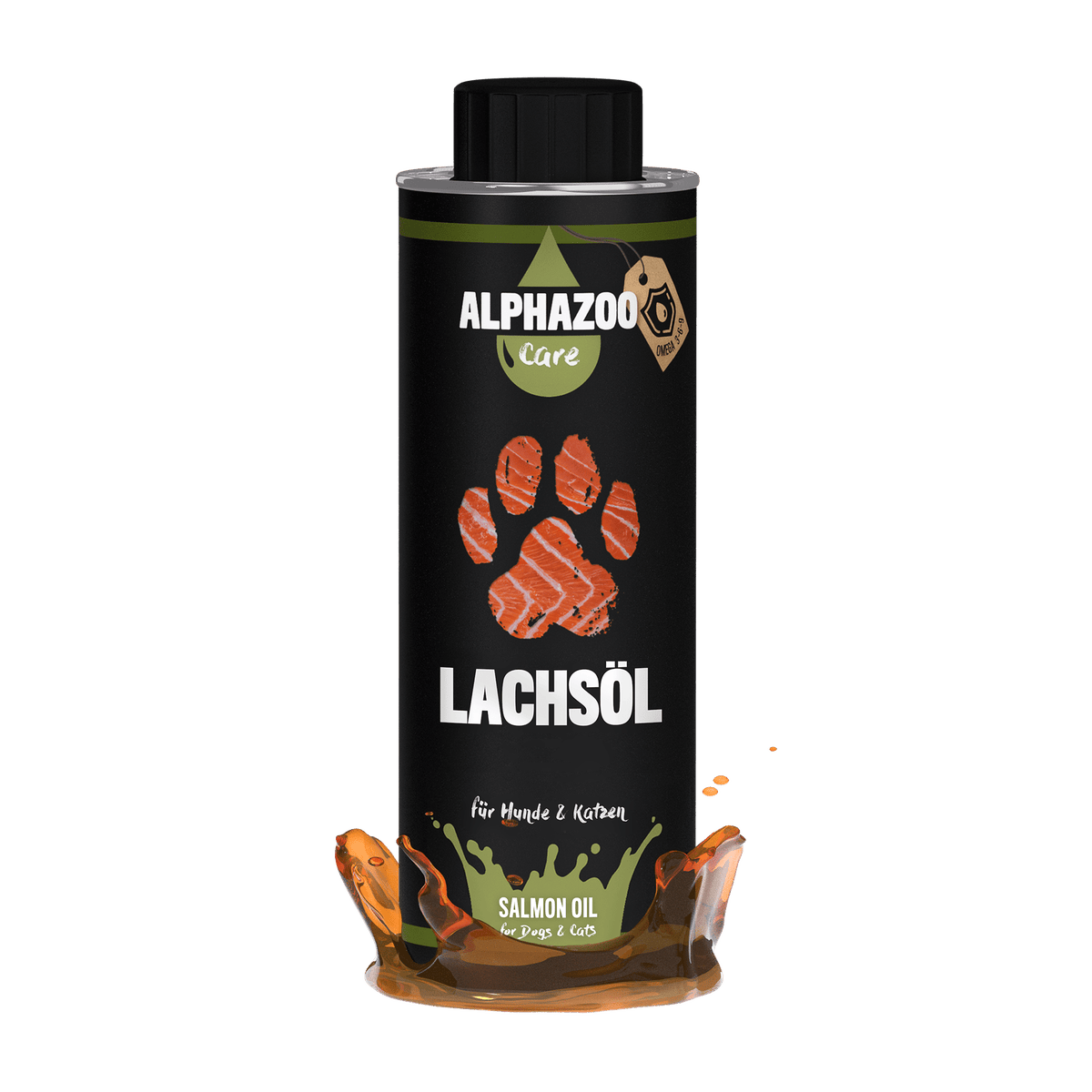 ALPHAZOO Premium Lachsöl 250ml für Hunde und Katzen I Natürliches Omega-3 Fischöl