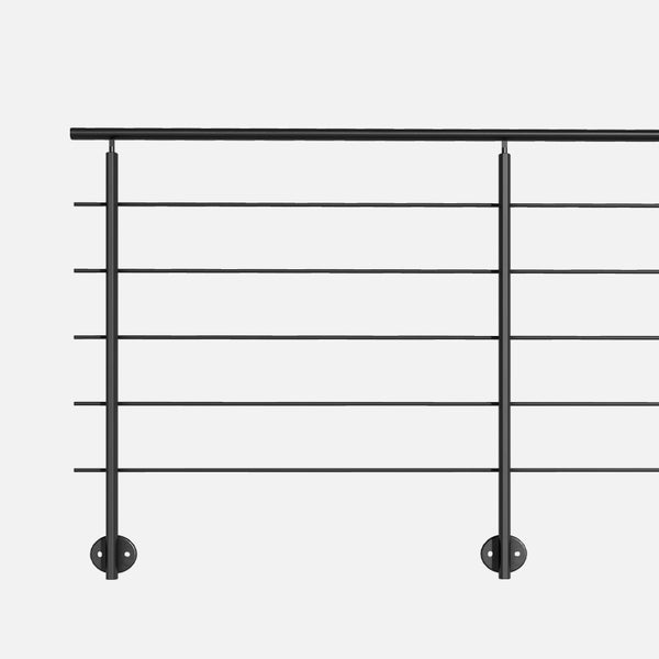 PRESTIO – Geländerset 2m montagefertig aus Aluminium - Seitliche Befestigung , Farbe Vollschwarz