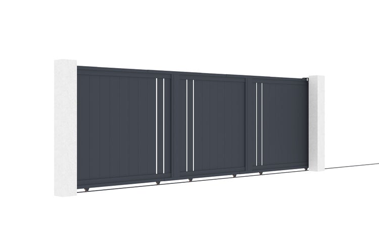 Schiebetor 5m GIONA H.160cm Aluminium + Tor GIONA H160 GRAU