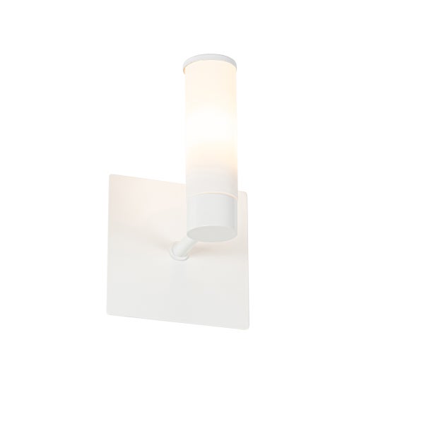 Weiße Wandleuchte mit zylindrischem Lampenschirm