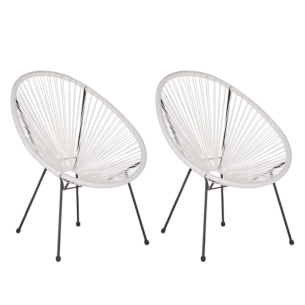 Gartenstuhl 2er Set ACAPULCO II Polyrattan Weiß