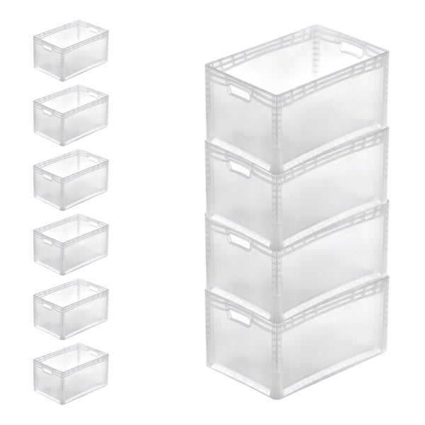 PROREGAL SparSet 10x Transparenter Eurobehälter LightLine mit Offenem Griff  HxBxT 32 x 40 x 60 cm 6,6 Liter Eurobox Transportbox