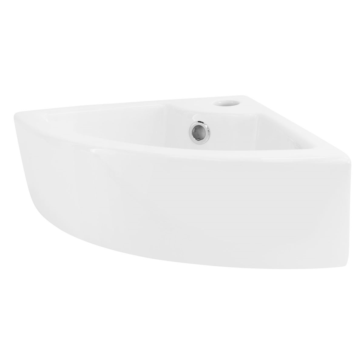 ML-Design Waschbecken Eck aus Keramik in Weiß, 46 x 33 x 13 cm, Eckig, Wandmontage/Aufsatzwaschbecken, Eckwaschbecken mit Überlauf, Hängewaschbecken Waschtisch Waschschale Waschplatz Handwaschbecken