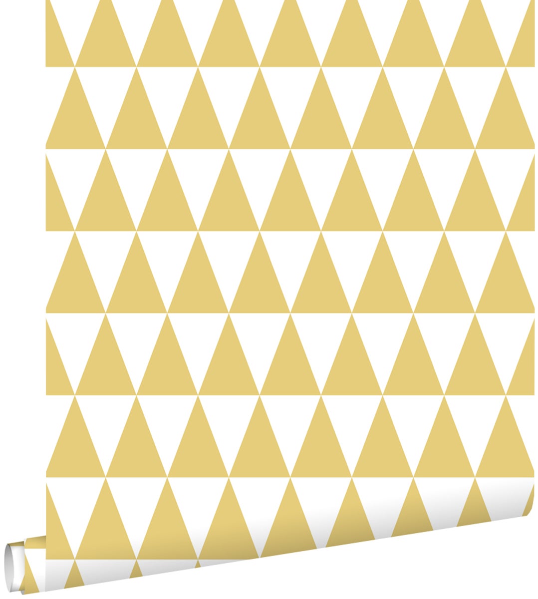 ESTAhome Tapete grafische Dreiecke Ockergelb - 53 cm x 10,05 m - 128863