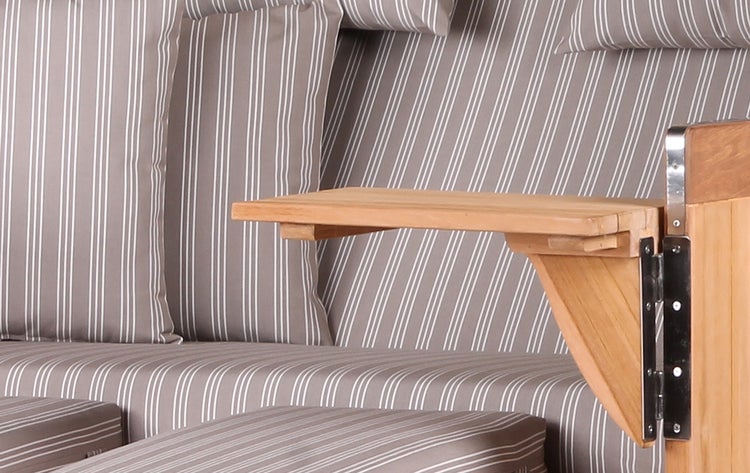 Strandkorb Westerland Teak Bullauge PE grey Dessin 501