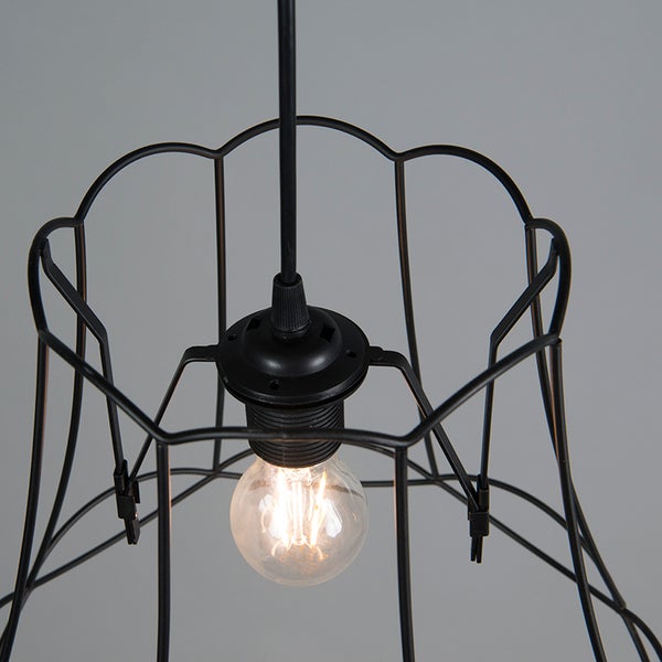 Hängelampe mit Metallkäfig und Glühbirne