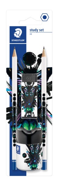 STAEDTLER Bleistifte Noris 130 Edition cool & cute, HB 2er Set, 1 Radierer + Spitzer