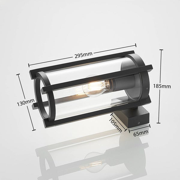 Lucande Wandleuchte außen Brienne (spritzwassergeschützt (Modern) in Schwarz aus Aluminium (1 flammig, E27) - Außenwandleuchten Wandlampe Led Außenlampe Outdoor für Außenwand/Hauswand