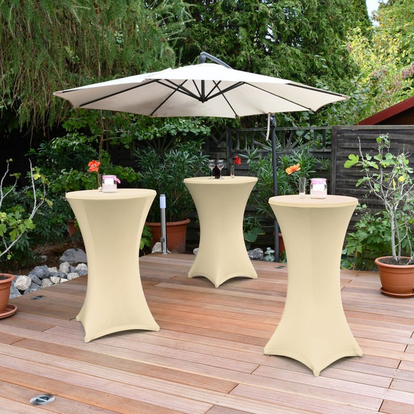 Beautissu Stella Stehtischhusse Ø 80 cm Creme