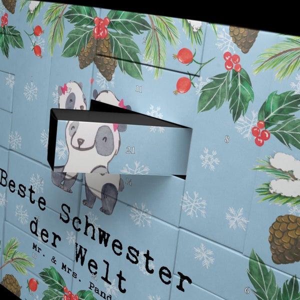 Mr. & Mrs. Panda Befüllbarer Adventskalender Panda Beste Schwester der Welt - Blau Pastell