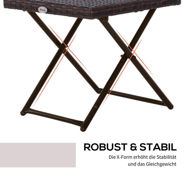 Outsunny Beistelltisch, 40L x 40B x 40H cm, Stahl, PE-Rattan, braun