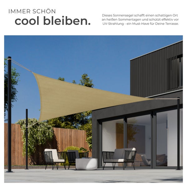 Draußenbereich mit Sonnensegel für Schatten und UV-Schutz