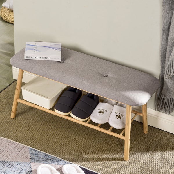 FLOORDIREKT Bambus-Sitzbank Montana - Praktisches Schuhregal - mit Stauraum und Sitzkomfort