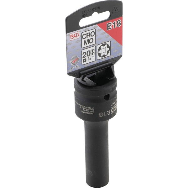 BGS Kraft-Steckschlüssel-Einsatz E-Profil, tief Antrieb Innenvierkant 20 mm (3/4) SW E18 mm - 5347