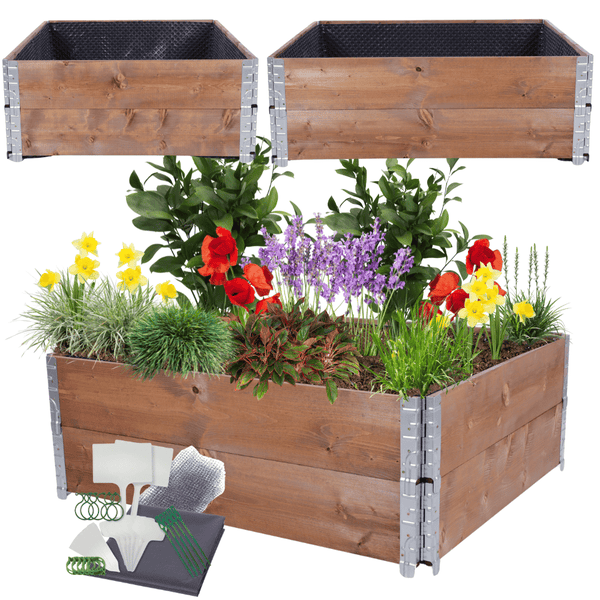 Hochbeetkisten GuardBox HxBxT 40x120x100 cm 2 Ebeneninkl. Luftpolsterfolie Braun
