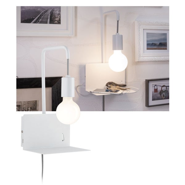 Wandleuchte mit Ablage Calvani E27 230V max. 40W dimmbar Weiß