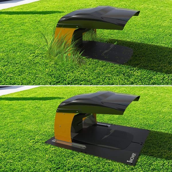 Ladestation für Rasenmähroboter im Garten