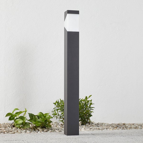 Lucande Außenleuchte Kiran (spritzwassergeschützt (Modern) in Schwarz aus Aluminium (1 flammig, E27) - Wegeleuchte Pollerleuchte Wegelampe Sockelleuchte