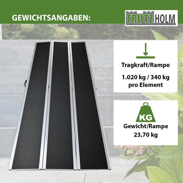 DREIBREIT by TRUTZHOLM Alu Auffahrrampe 215 cm 2-fach klappbar 1020 kg Alu beschichtet Verladerampe