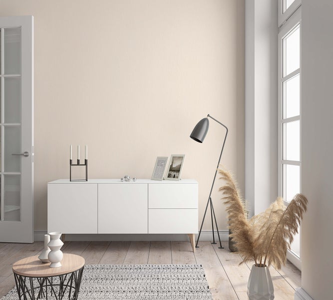 Tapete Creme Beige Vliestapete Uni für Schlafzimmer