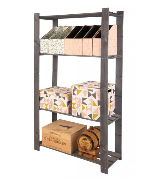 PROREGAL Holzregal Pinepeak HxBxT 150 x 80 x 28 cm 4 Fachboden 1,2 cm Dickes Kiefernholz Grau