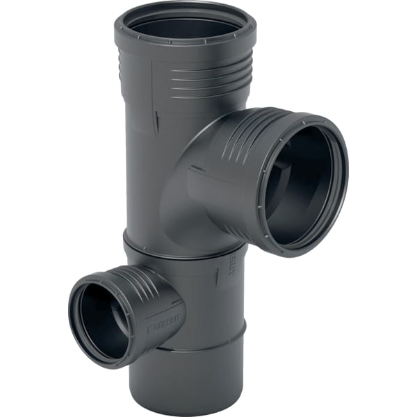 Geberit Silent-db20 Doppelabzweig aus Kunststoff für Abwassersysteme.