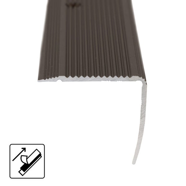 FLOORDIREKT Stufenkantenprofil Integral - Eckig und Selbstklebend - Bronze - 3 x 2 x 100 cm