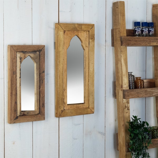 Wandspiegel Yara 40x20 cm Massivholz naturfarben