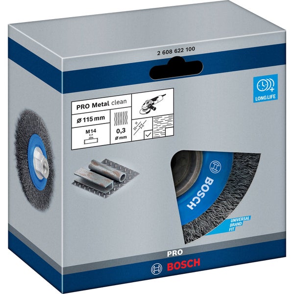 Drahtbürste für Winkelschleifer, 115 mm Durchmesser, Verpackung