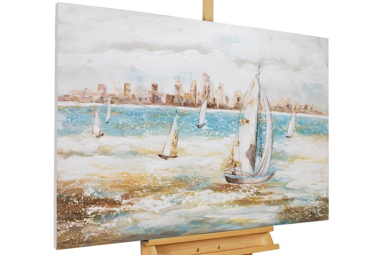 Handgemaltes Gemälde Acrylfarbe 120x80cm Weiß
