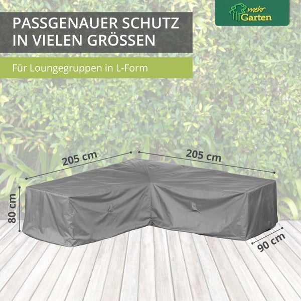 Mehr Garten Lounge Abdeckung L-Form I Abdeckung Gartenmöbel Winterfest I Gartenmöbel Abdeckung Wasserdicht I UV-beständig & wetterfest I 225x225x80 cm I Oxford 600D Gewebe