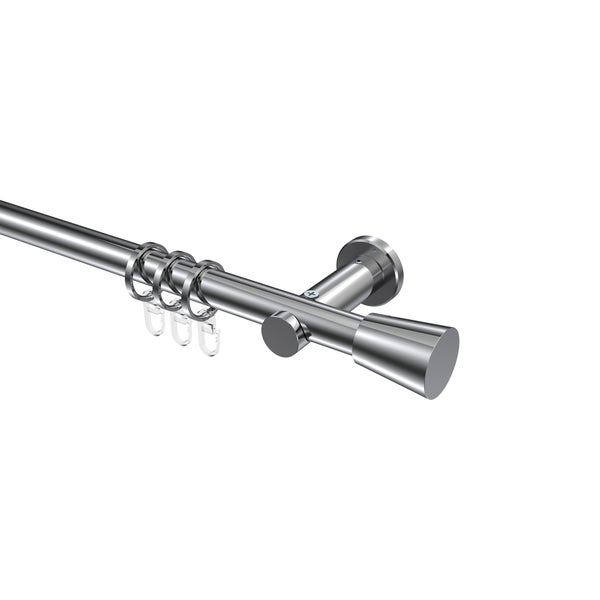 Gardinenstange mit Ringen und Trägern zur Vorhangbefestigung