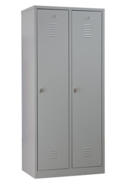 PROREGAL Garderobenspind Camel 2-Fächer HxBxT 180 x 80 x 50 cm Vorhängeschloss Grau