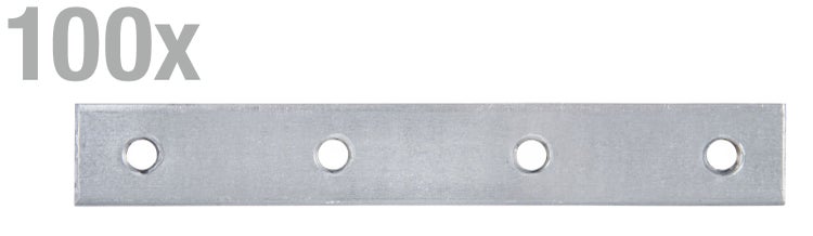 Flachverbinder aus Metall mit vier Bohrlöchern im 100 Stück Set für Holzverbindungen