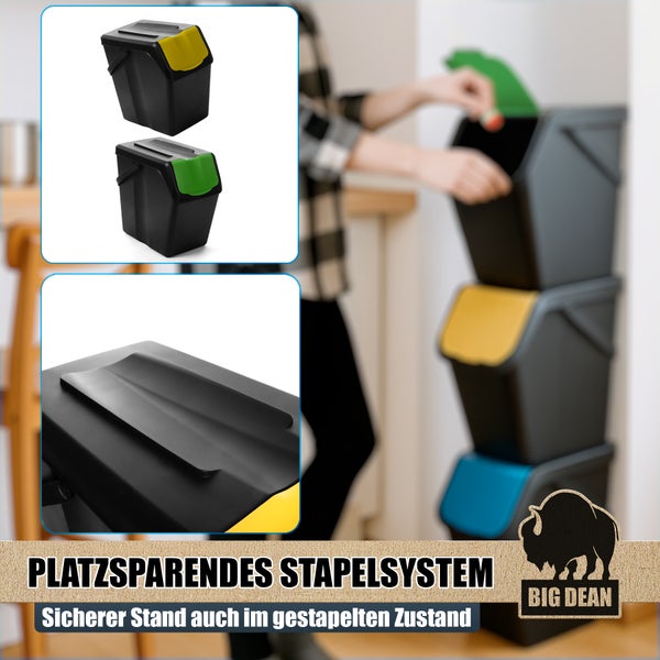 Stapelbares Abfalltrennsystem zur platzsparenden Mülltrennung