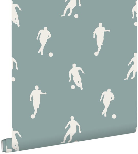 ESTAhome Tapete Fußballspieler Graublau - 53 cm x 10.05 m - 139506