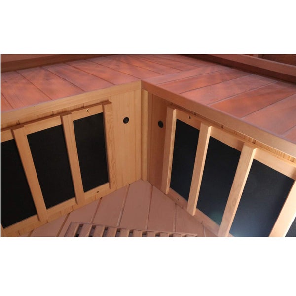 Dewello® Infrarotkabine Infrarotsauna BRANDON 120cm x 120cm inkl. 6 Vollspektrumstrahler, 3 Karbonstrahler, 2 Personen